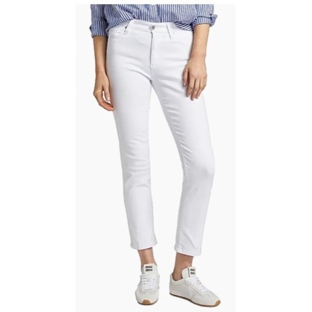 AG Adriano Goldschmied Mari Crop Slim Straight Jeans 32 (US 0-2) White NWT